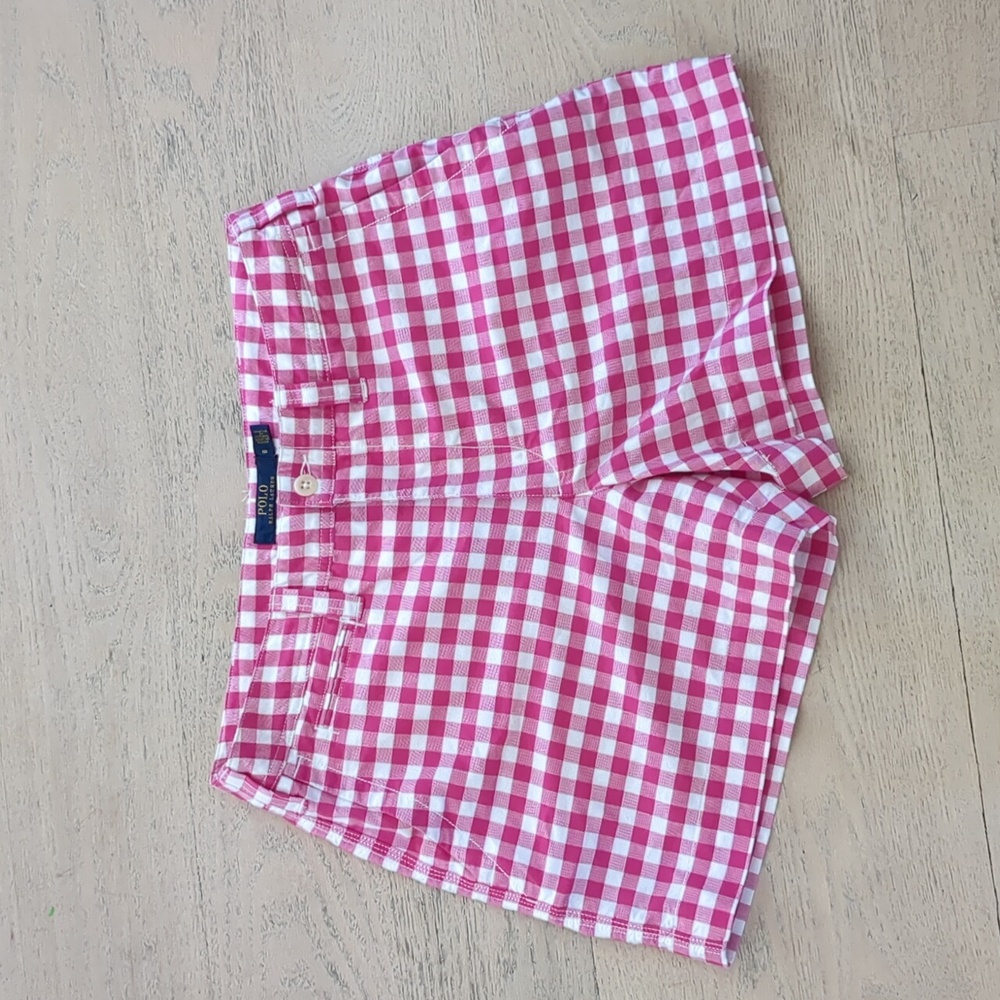 Polo Fuschia & White Check Shorts sz 8